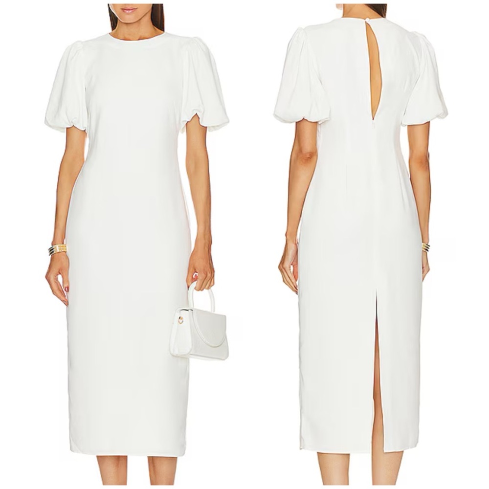 L'Academie Laissa Midi Dress White Size Small